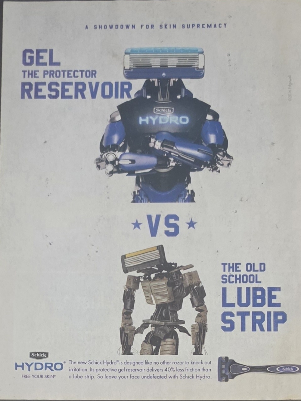 Schick Hydro Gel Protector Reservoir Razor Ad Print - Blue